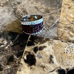 Purple Swarovski and topaz ring size 7